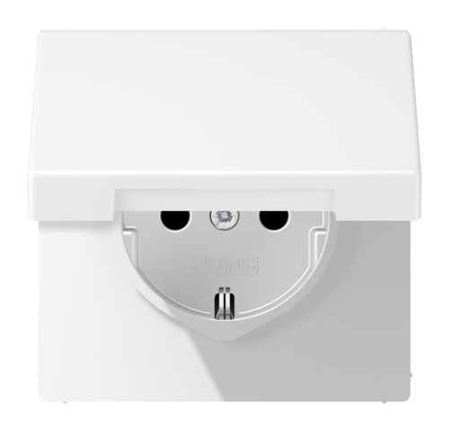 SCHUKO-розетка с крышкой цвет Матовый белый